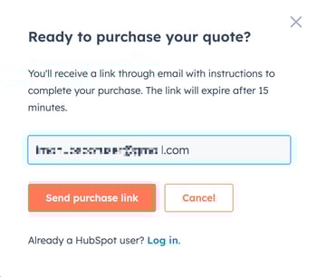 screenshot showing button Send purchase link