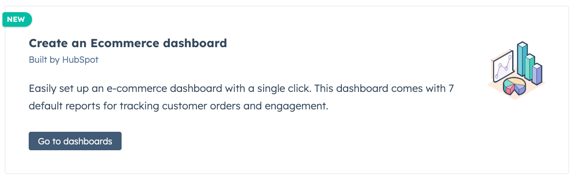 screenshot of the Create an Ecommerce dashboard card in HubSpot.
