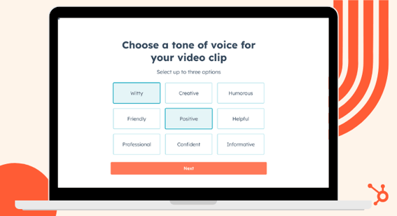 Clip Creator: Choose a tone of voice for you video clip