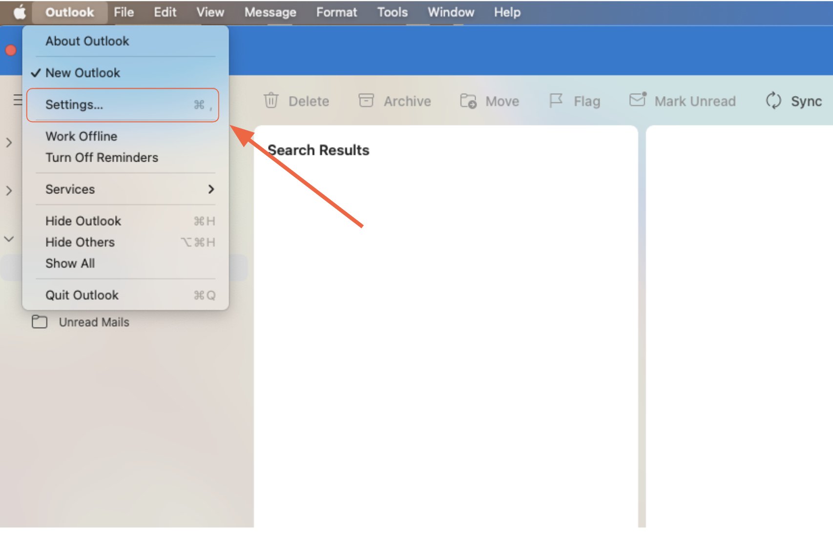 Open Outlook Settings