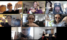 Multiple employees sharing time on a Zoom call