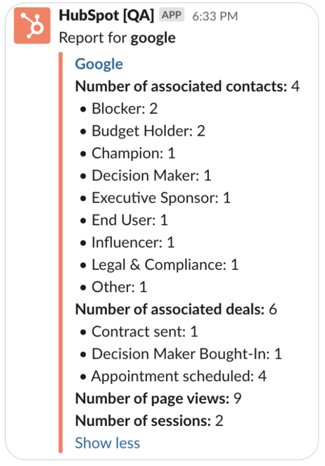 Reporting - Slack