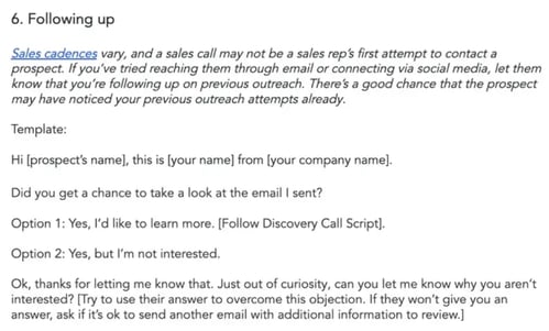 sales script for cold calling when you