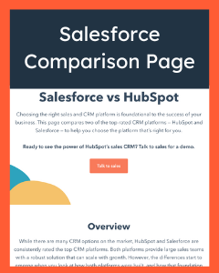 Página de comparação da Salesforce