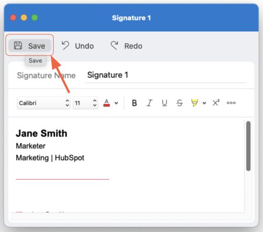 Save your new Signature