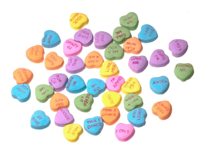 Heart-shaped conversational candies
