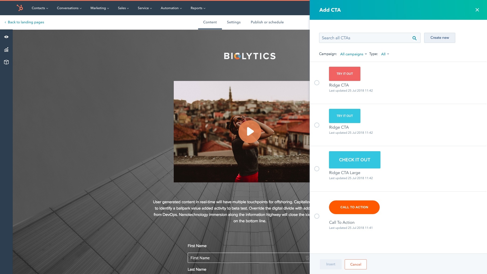 Video in editor - Add a CTA-1