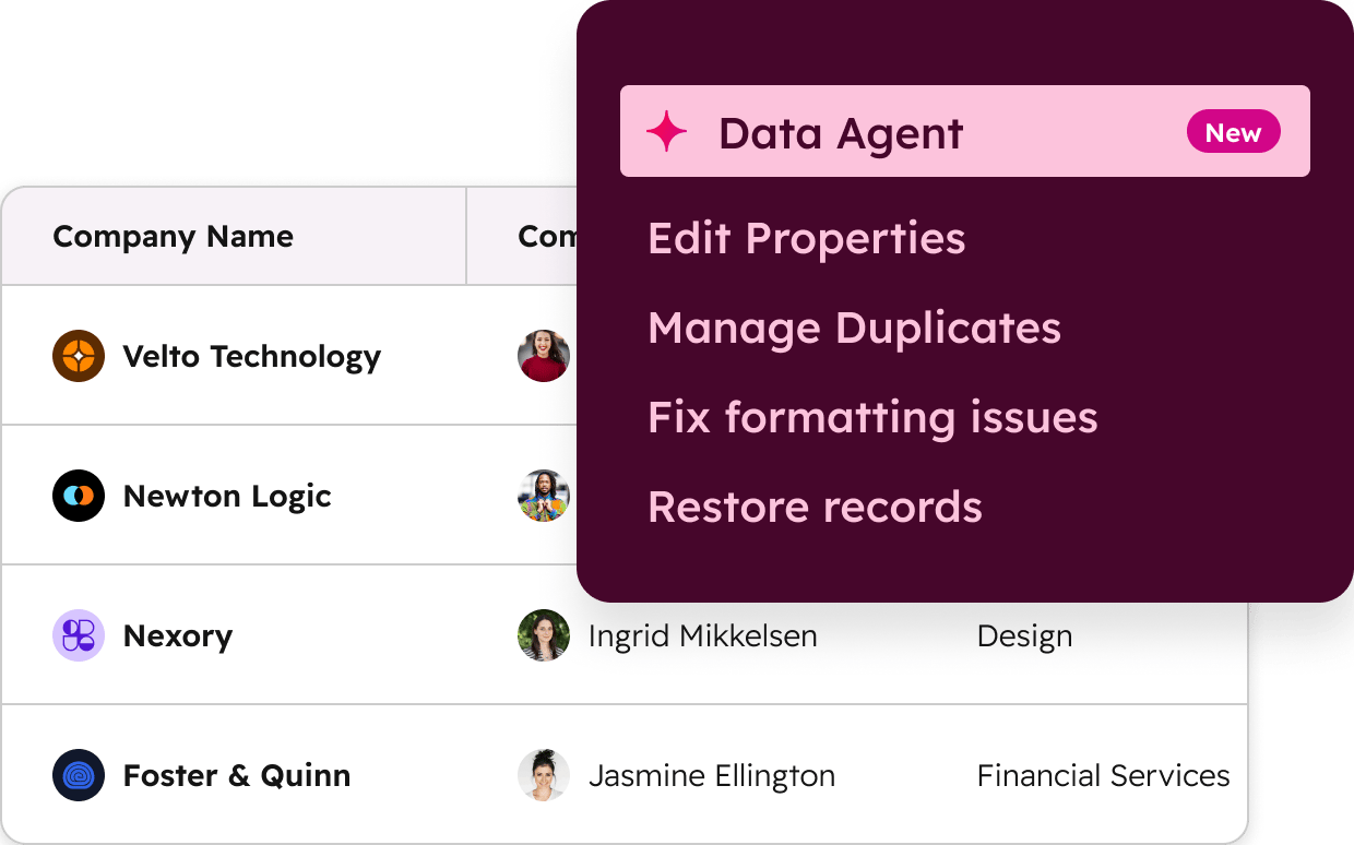 Breeze simplified user interface showing data agent Customer Intelligence