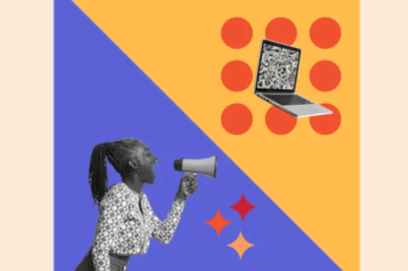 wordpress ssl certification: image shows a person with a megaphone and a laptop with gears on it nearby