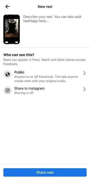 Step 6 - how to create reels on facebook 