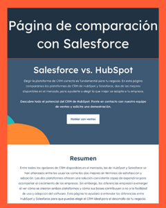 Página de comparación con Salesforce