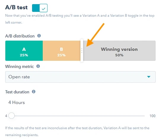 ab test experiment design What is A/B testing in marketing? HubSpot’s slider for sample size grouping