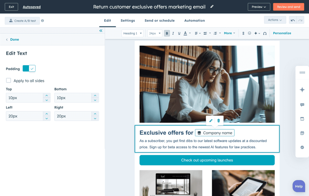 adding company personalization token to legal newsletter-1
