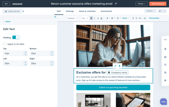 adding company personalization token to legal newsletter-1