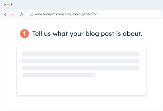 AI blog title generator displaying the first step: Tell us what your blog is about