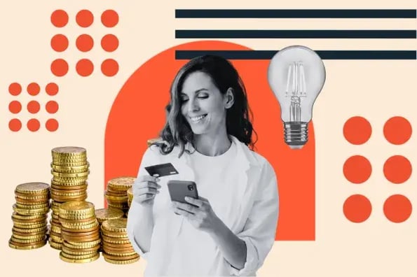 company uses ai for customer acquisition and a woman makes a purchase with a credit card