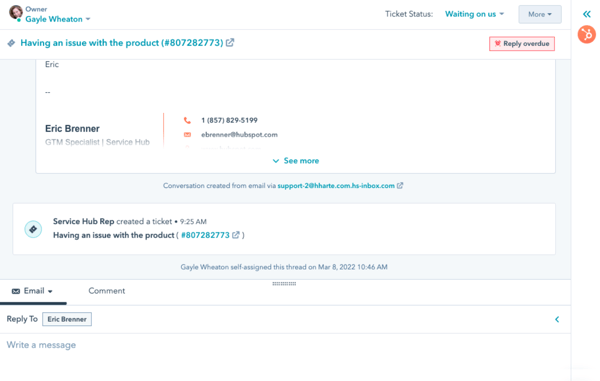 View of the window to reply overdue issue
