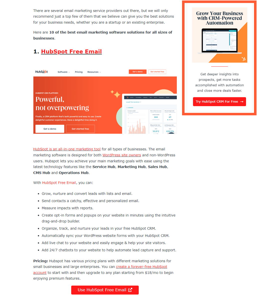 banner ad on blog post