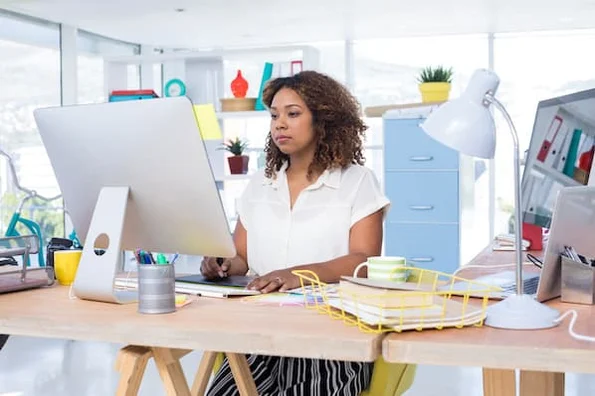 woman looking at best infographics