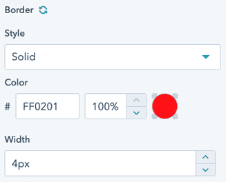 Screenshot of border module field in page editor Screenshot of border module field in page editor