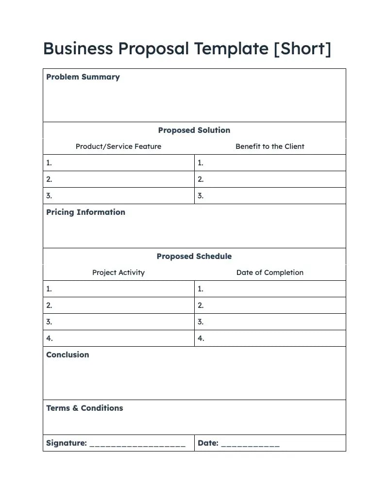 short business proposal template
