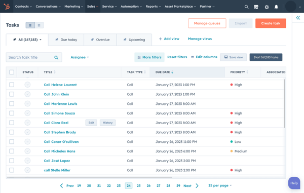 call logging task list