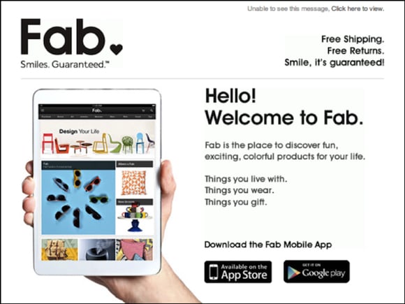 Exemplo de campanha de e-mail marketing - Fab