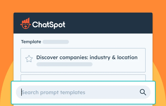 ChatSpot tool showing ability to use suggested prompts and templates