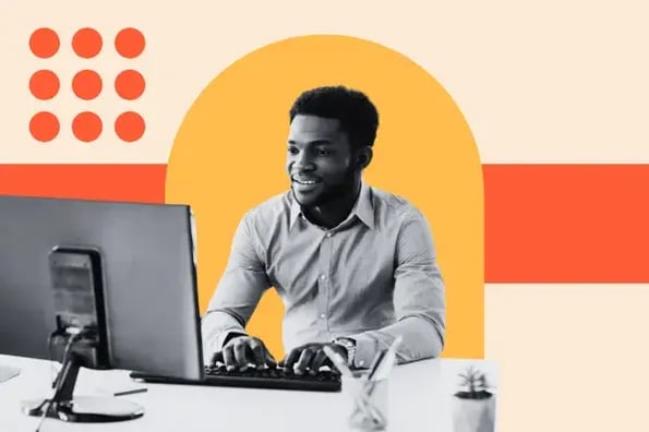 man using content management system