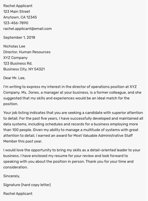 application letter for employment as a marketer cover letter template: cover letter for director