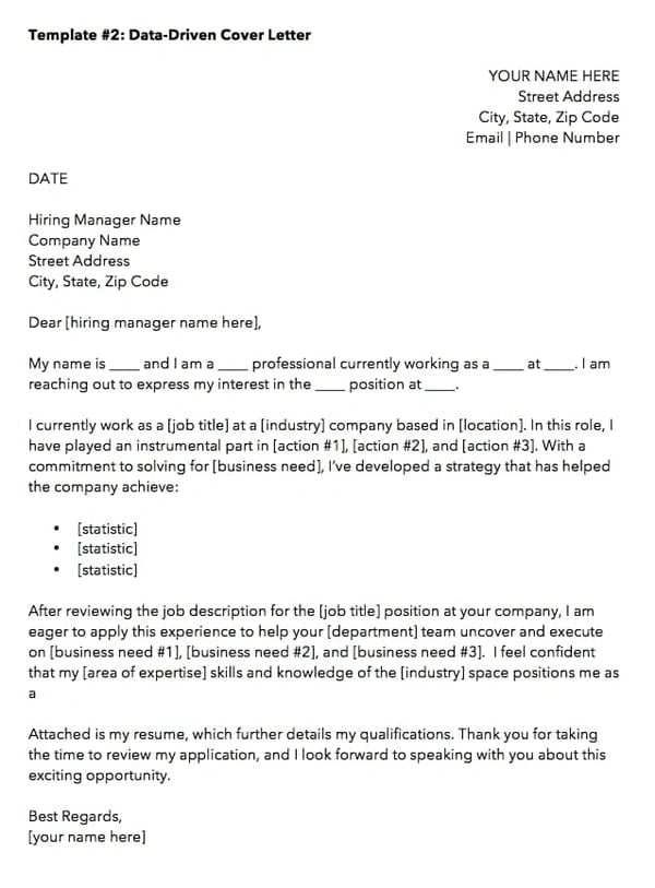 application letter for employment as a marketer Data-driven marketing cover letter template