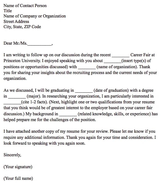 application letter for employment as a marketer cover letter template: Career day follow-up cover letter