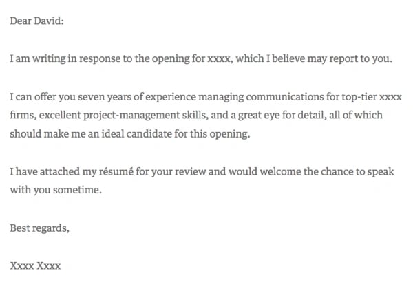 application letter for employment as a marketer cover letter template: Straight-to-the-point