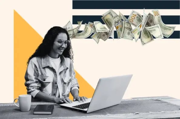 woman uses a customer engagement platform
