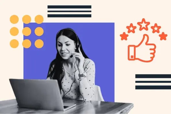 Customer service rep speaking to a customer with live chat customer touchpoint
