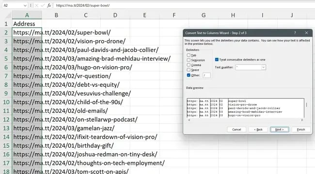 Dividing data with partial values into separate columns.