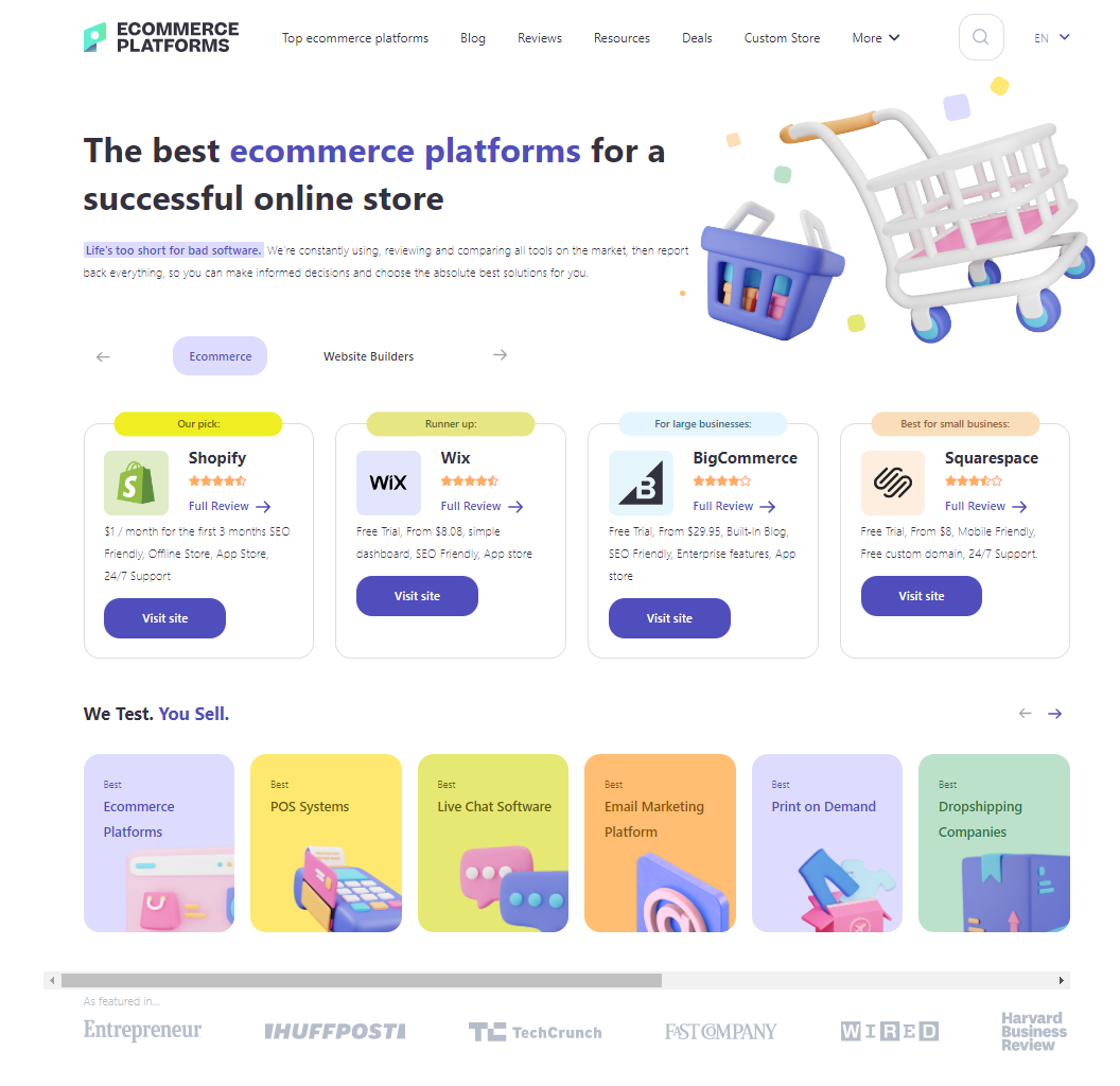 ecommerce platforms home page