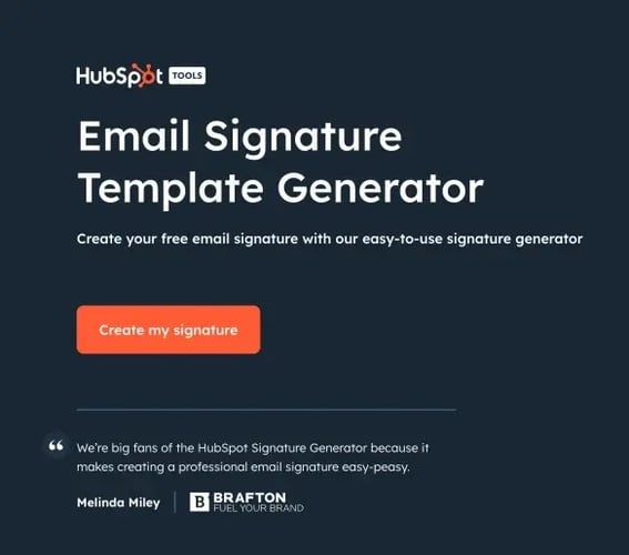 HubSpot's Email Signature Generator Homepage