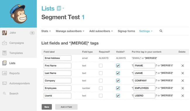 Customer segmentation software: MailChimp