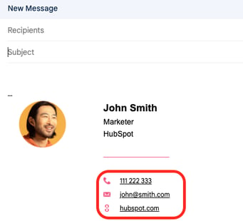 An example of an email signature with links