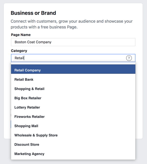 Facebook  - 营销 - 页面名称和类别