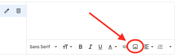 Image icon in the signature section of Gmail