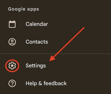 Settings gear icon in Gmail App