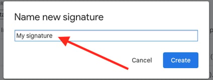 The Gmail signature name field