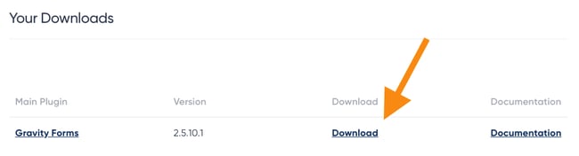 the gravity forms wordpress plugin download page