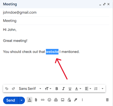 Screenshot with an arrow pointing to highlighted anchor text. 