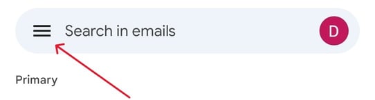 Screenshot showing an arrow pointing to an icon with three horizontal lines.