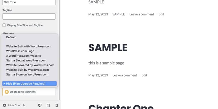 remove branded footer on wordpress example