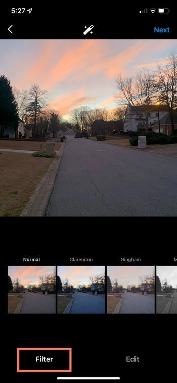 how to post on instagram: apply a filter