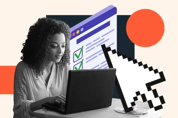 person creating an html form template on a computer